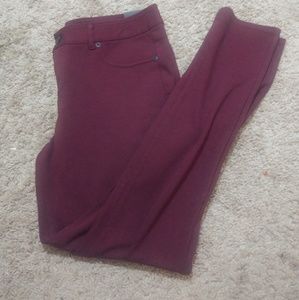 Maroon skinny knit dress pants